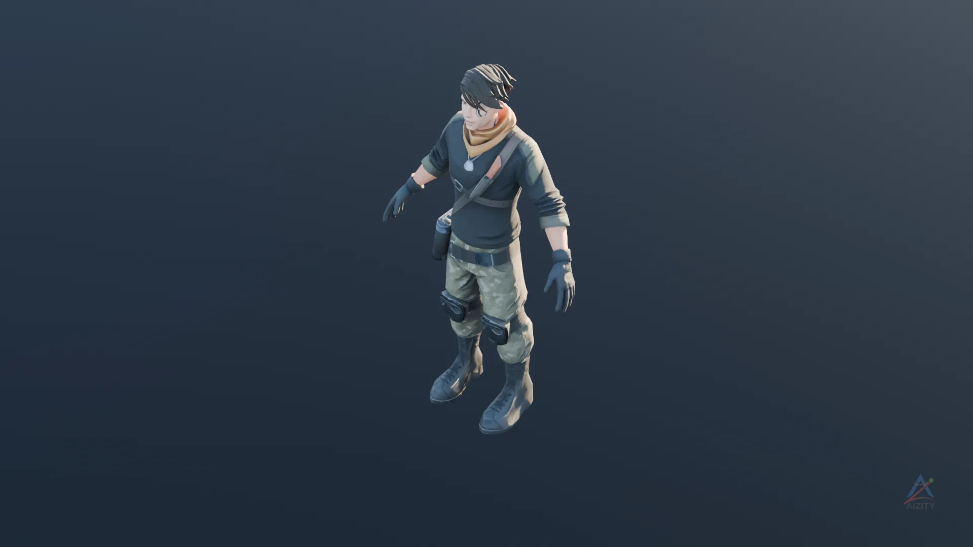 Cyber Male Character 3D Model - View 2