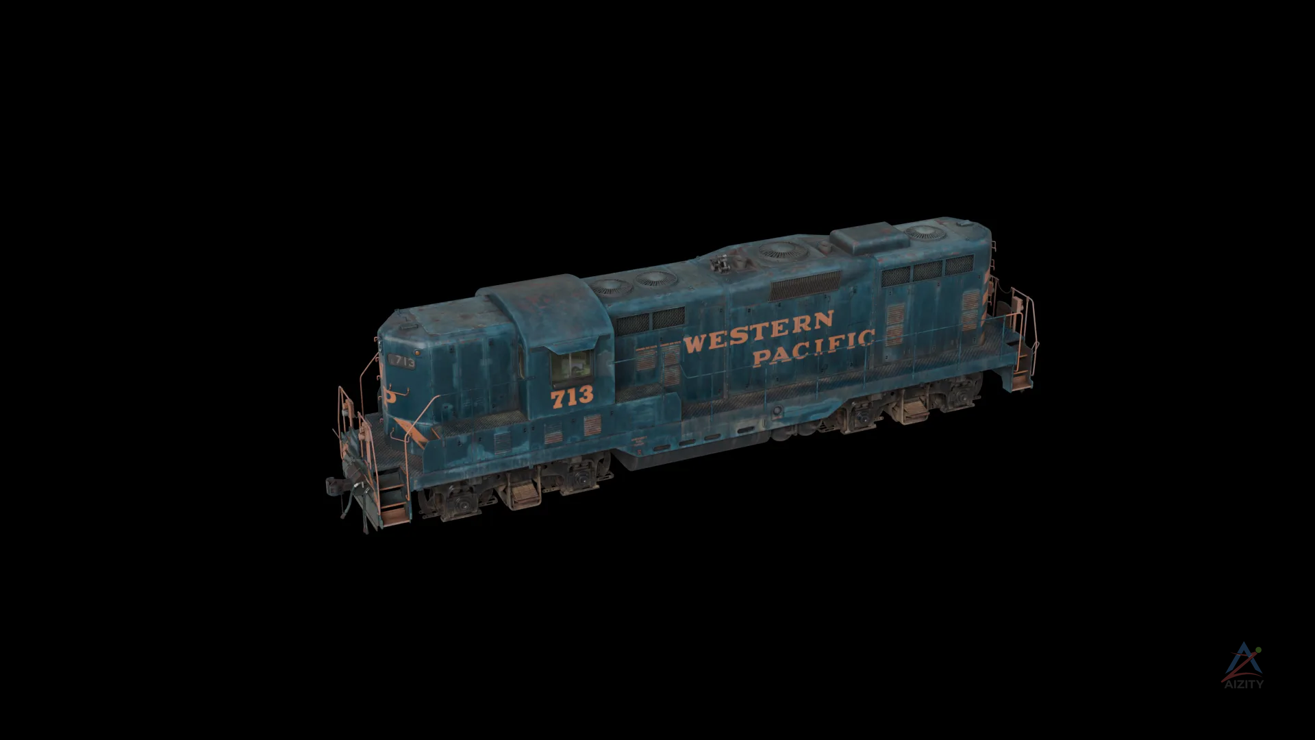 Diesel Engine Train 3D Model - View 2