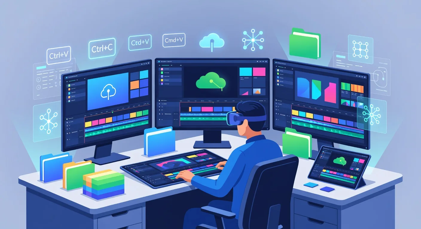 Futuristic Video Editing Workspace