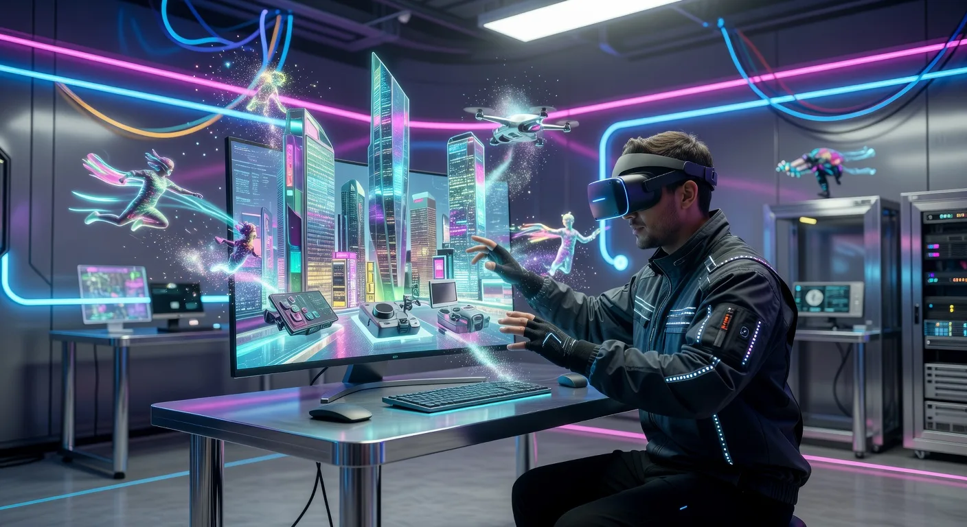 Futuristic Marketing Studio With Holographic Animations