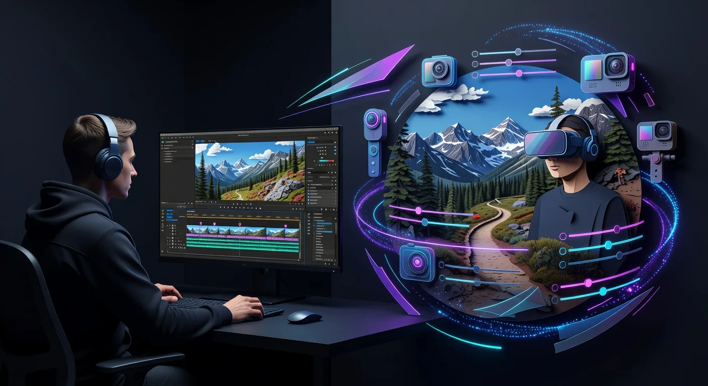 VR Video Editor Crafting Immersive Hiking Trail