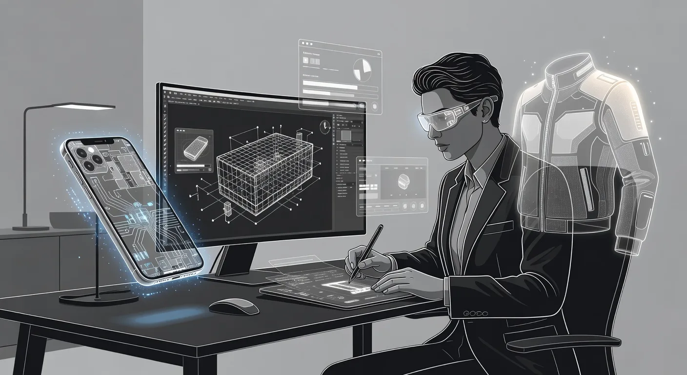 Product Marketer Designing Gadgets in Virtual Workspace