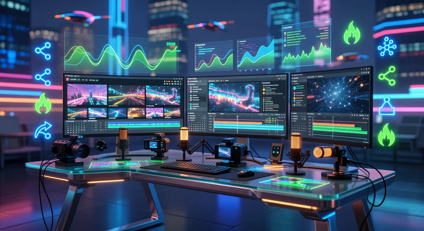 Futuristic Video Editing Workspace