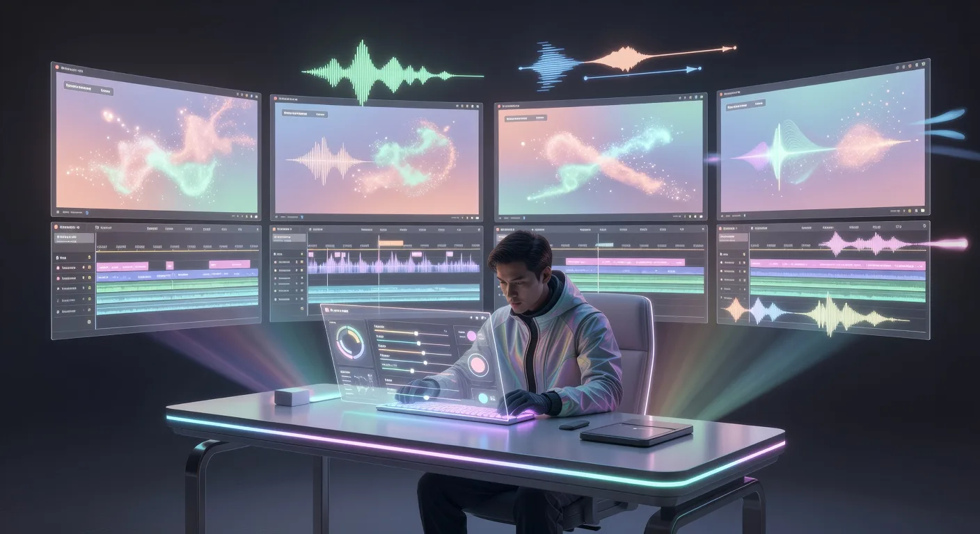 Futuristic Video Editing Workspace